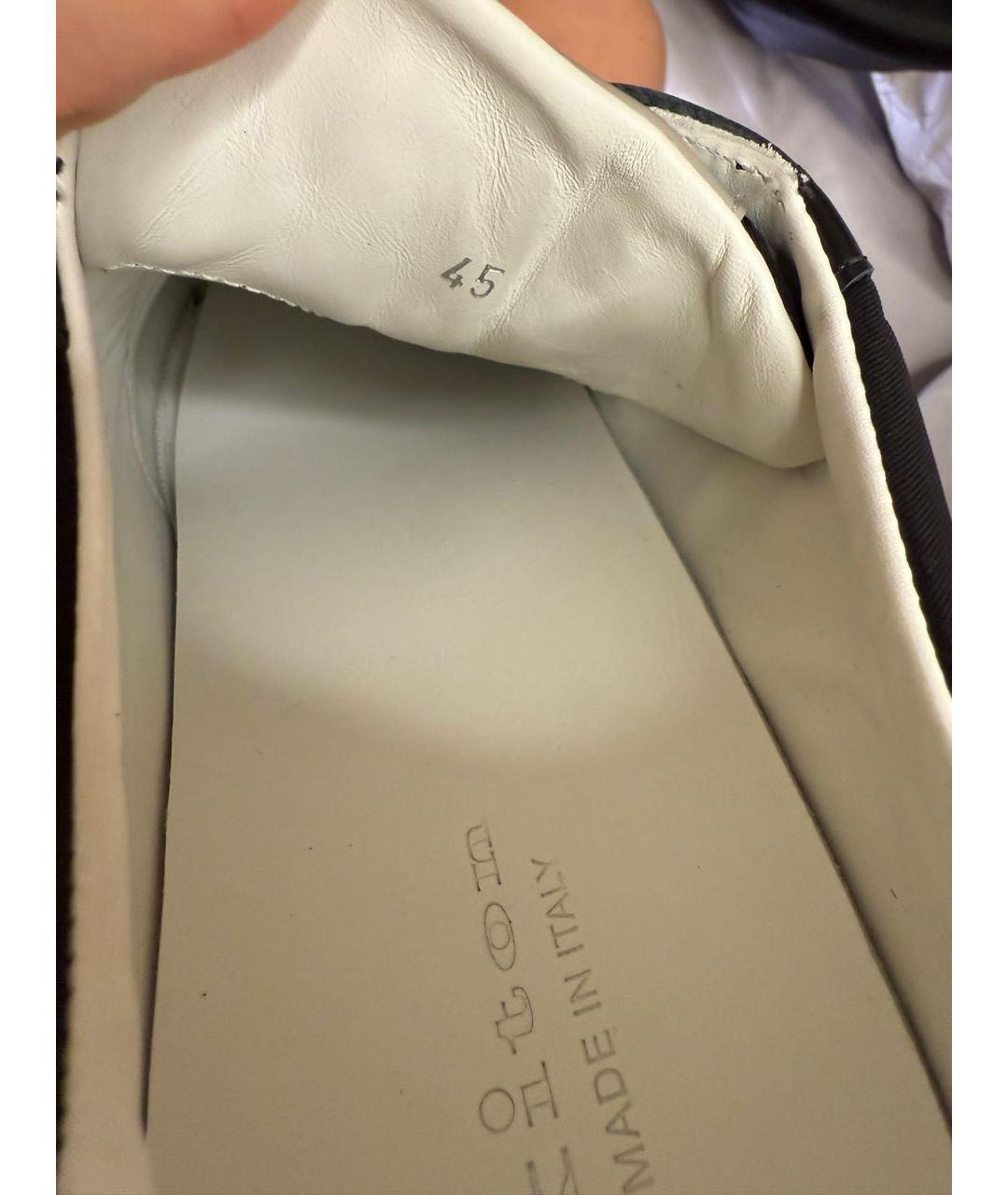 KITON Черные кожаные низкие кроссовки / кеды, фото 6