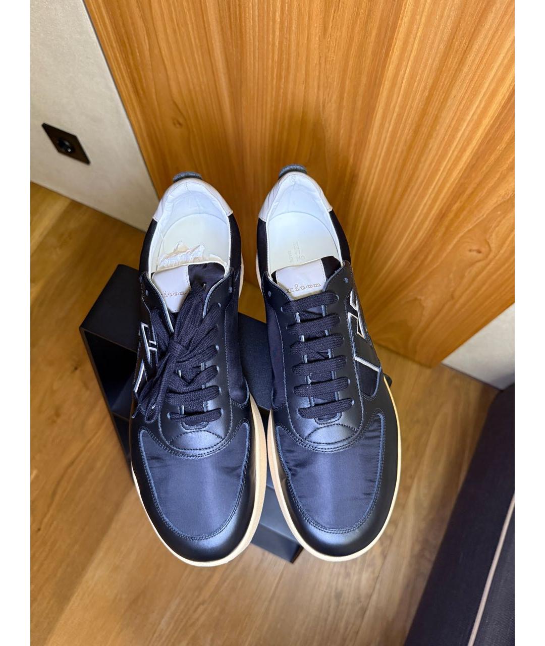 KITON Черные кожаные низкие кроссовки / кеды, фото 3