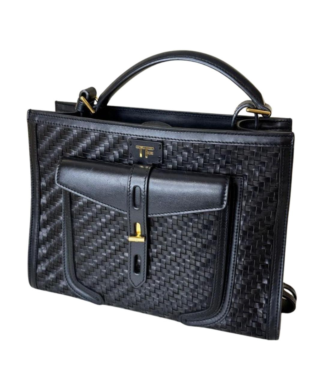 TOM FORD Черная кожаная сумка с короткими ручками, фото 1