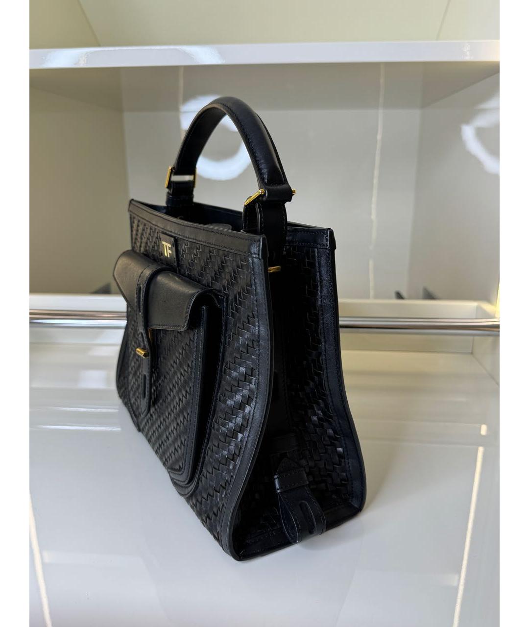 TOM FORD Черная кожаная сумка с короткими ручками, фото 2