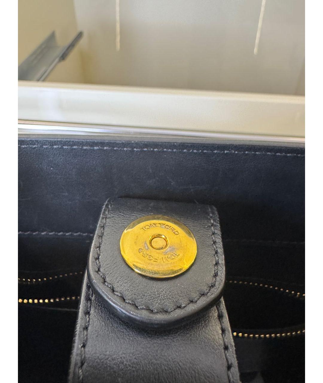 TOM FORD Черная кожаная сумка с короткими ручками, фото 5