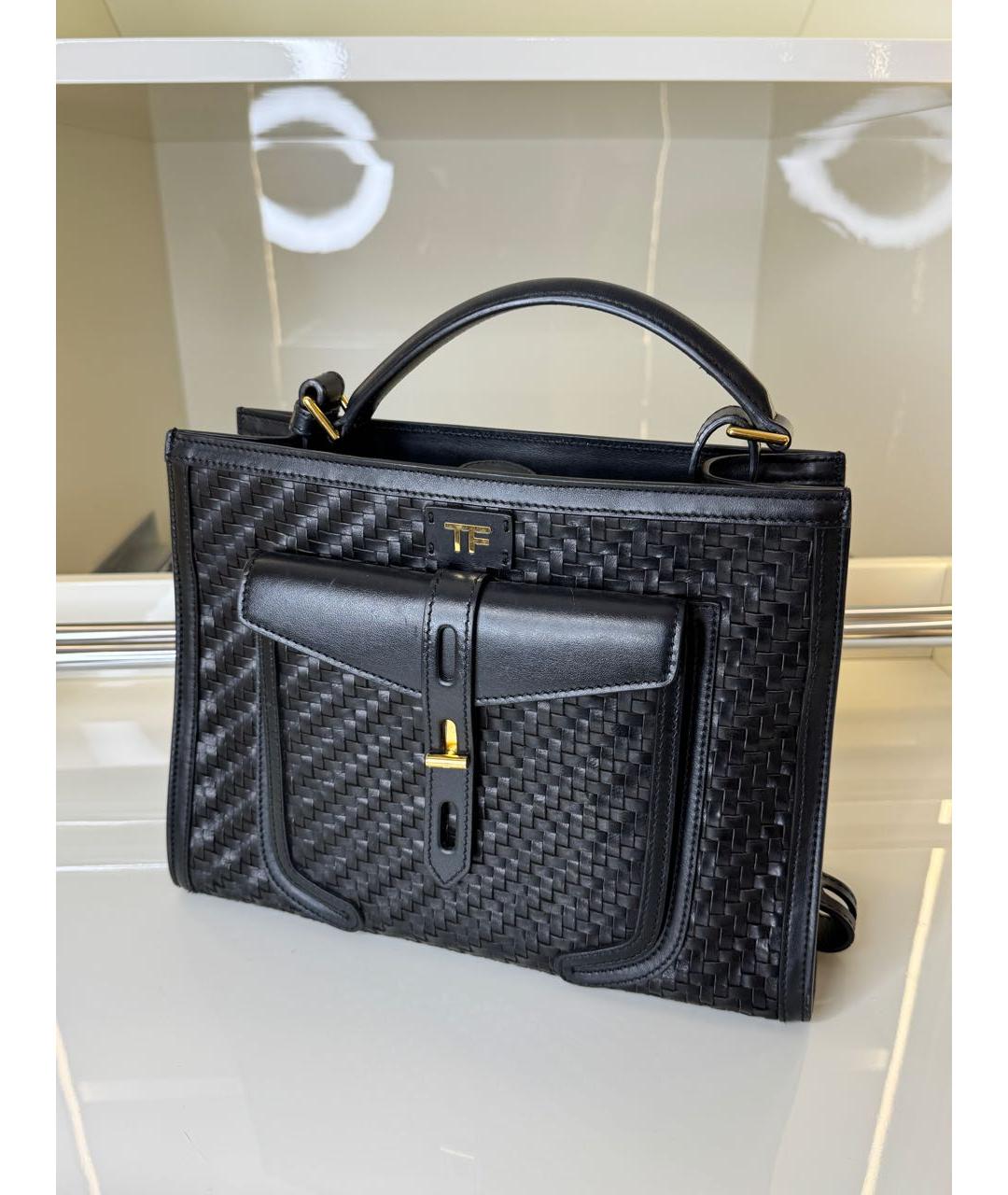 TOM FORD Черная кожаная сумка с короткими ручками, фото 8