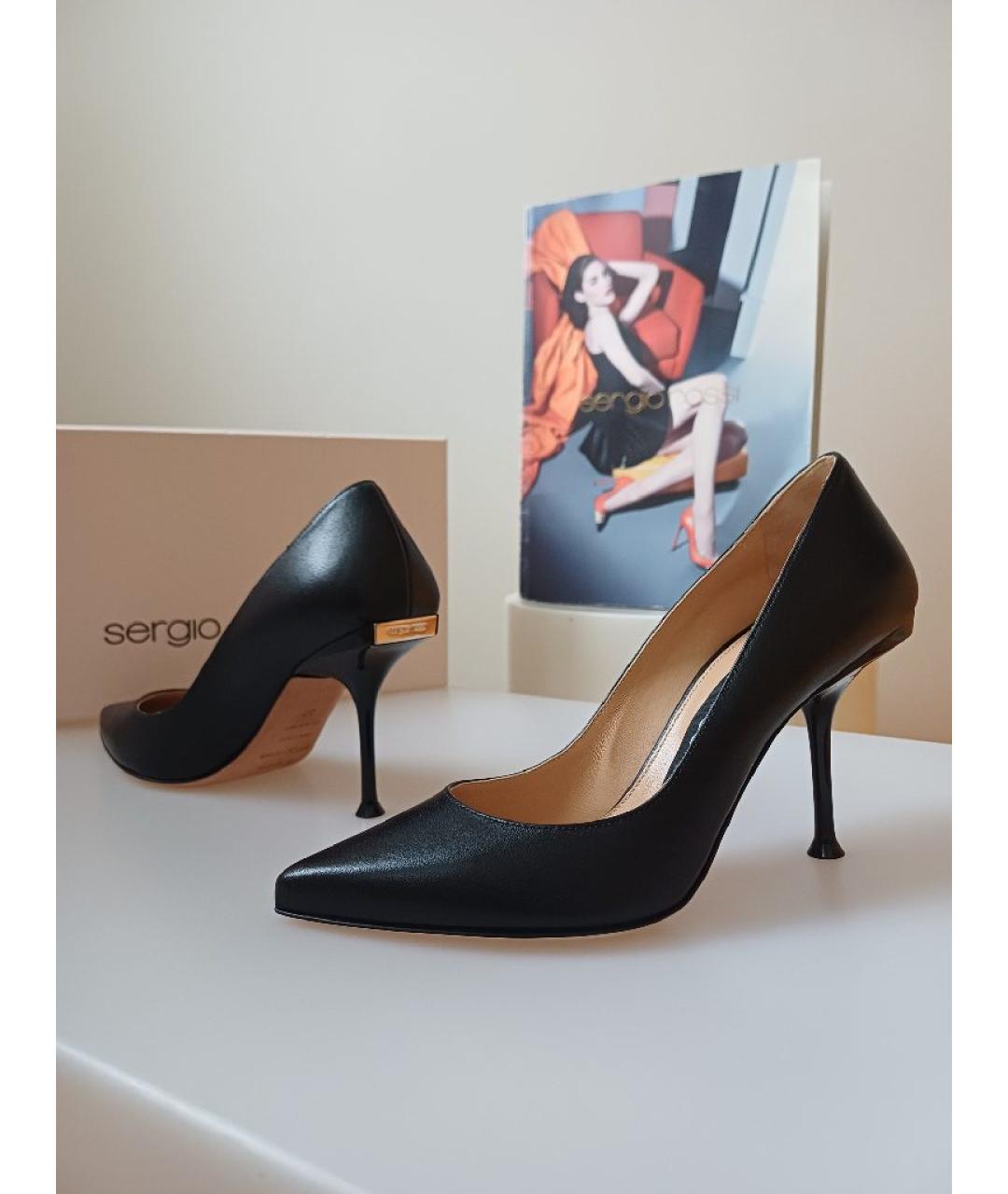 SERGIO ROSSI Черные кожаные туфли, фото 3