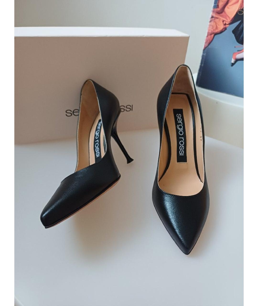 SERGIO ROSSI Черные кожаные туфли, фото 6