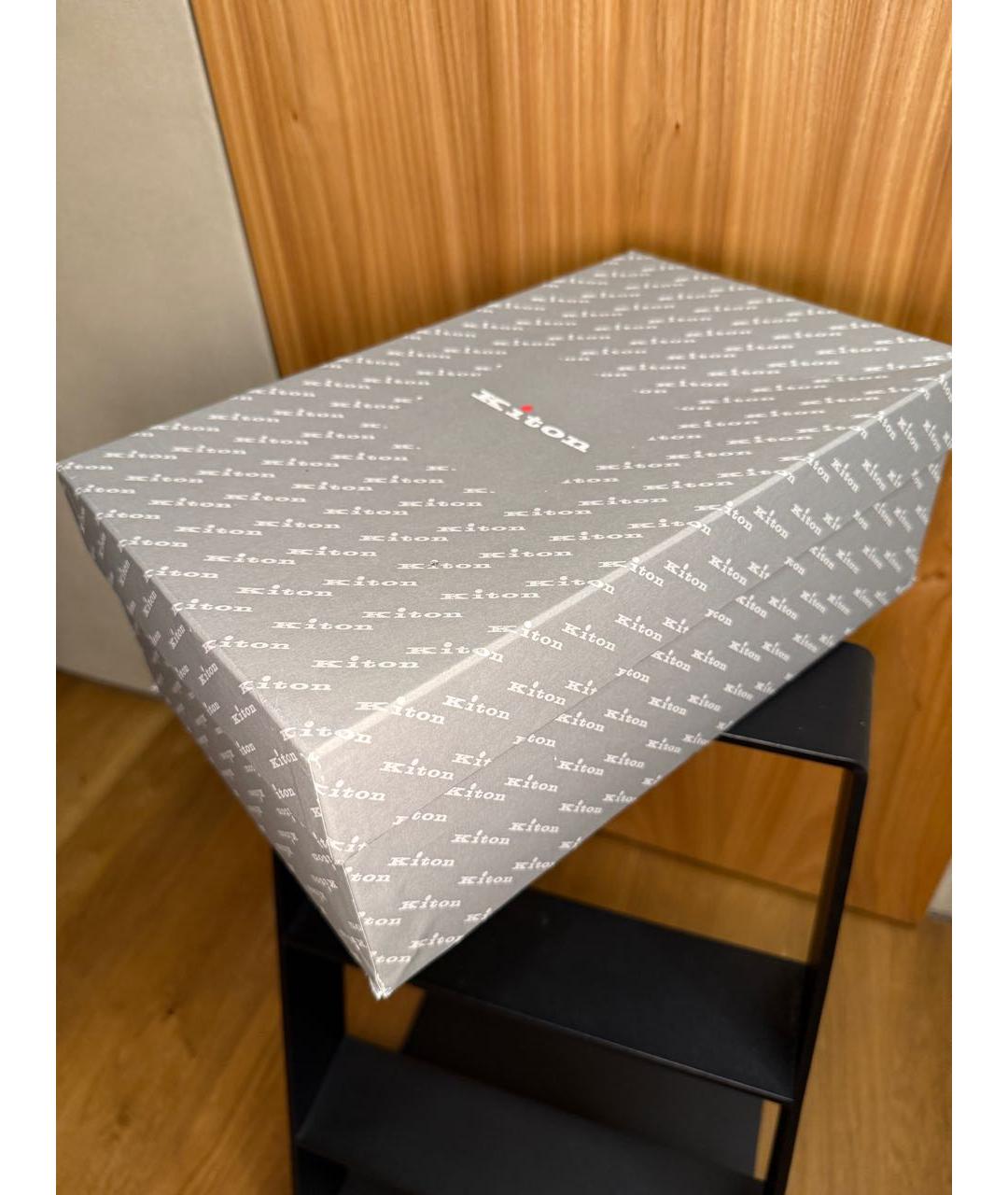 KITON Темно-синие кожаные шлепанцы, фото 6