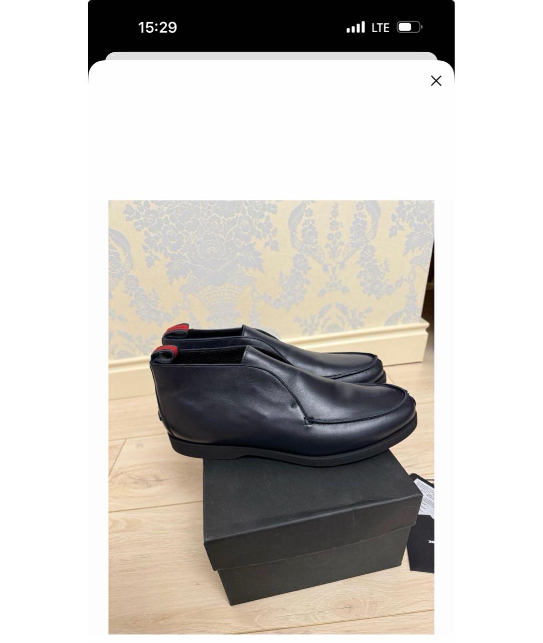 KITON Темно-синие кожаные лоферы, фото 4