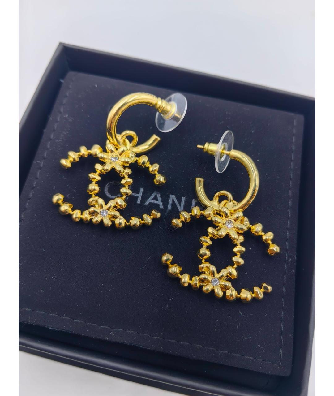 CHANEL Золотые металлические серьги, фото 2