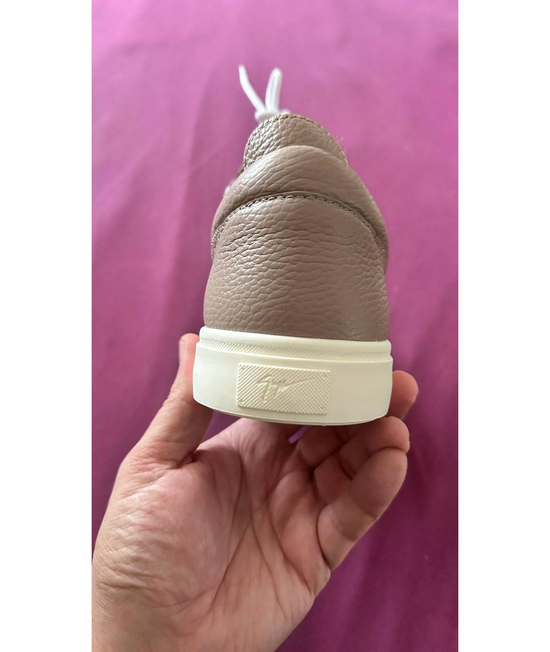 GIUSEPPE ZANOTTI DESIGN Бежевые кожаные низкие кроссовки / кеды, фото 4