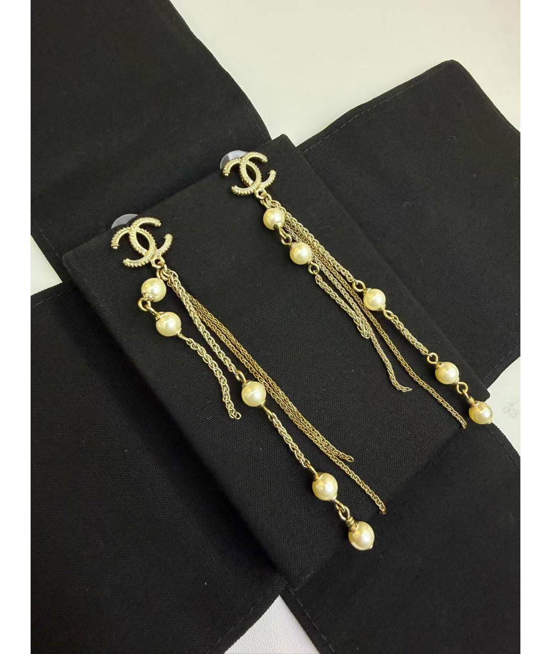 CHANEL Золотые металлические серьги, фото 2