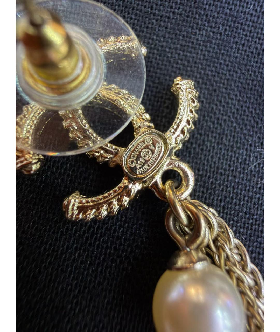 CHANEL Золотые металлические серьги, фото 4
