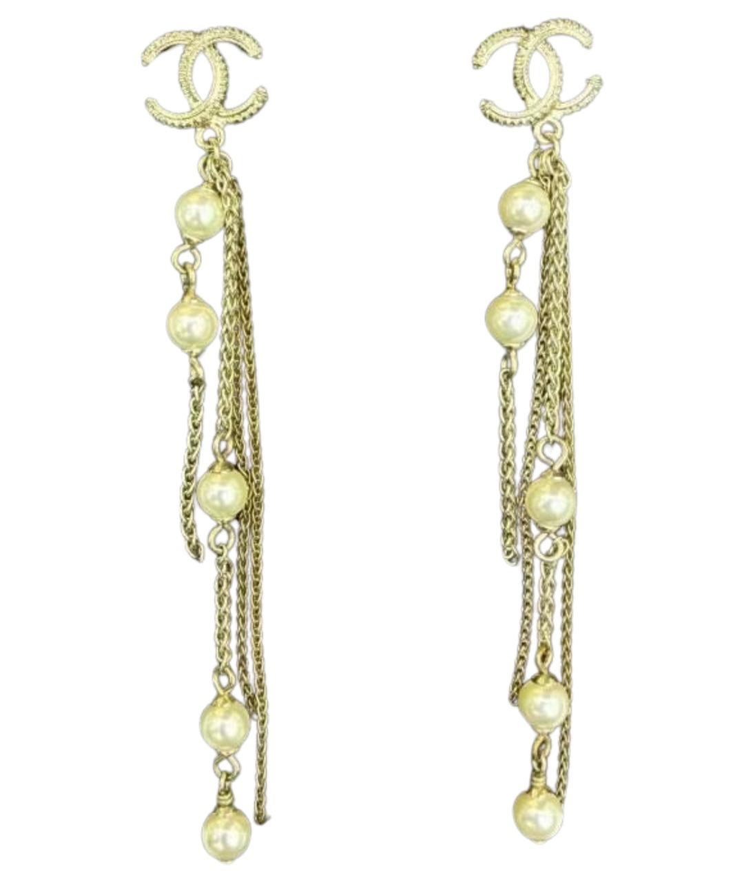CHANEL Золотые металлические серьги, фото 1
