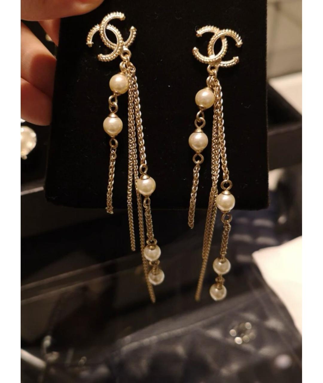 CHANEL Золотые металлические серьги, фото 5