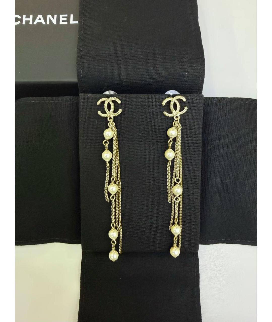CHANEL Золотые металлические серьги, фото 6