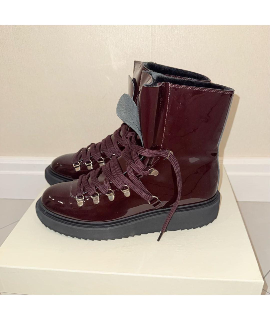 KENZO Бордовые кожаные ботинки, фото 6