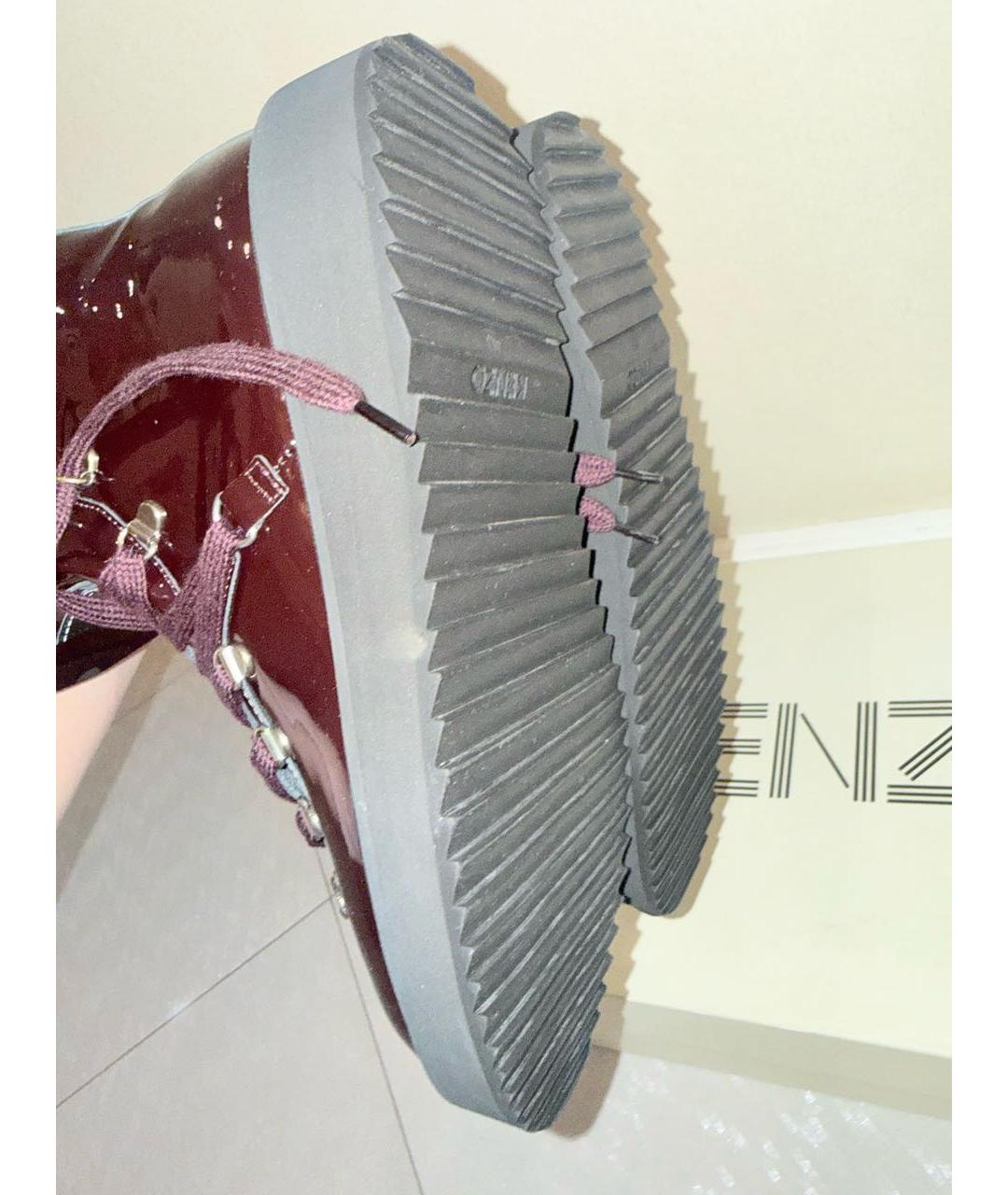 KENZO Бордовые кожаные ботинки, фото 5