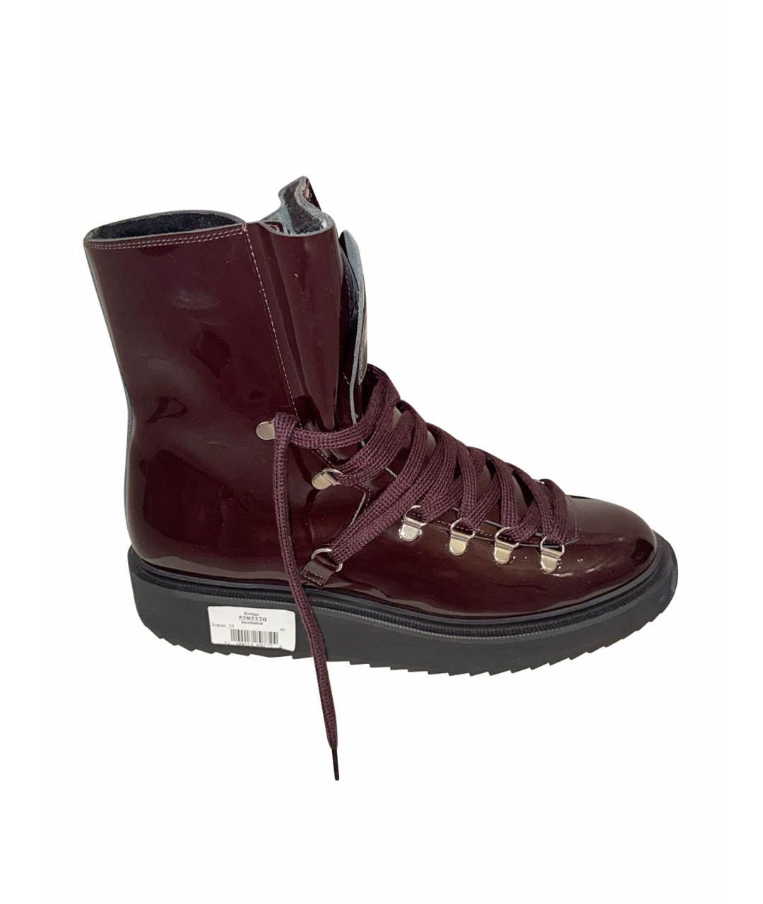 KENZO Бордовые кожаные ботинки, фото 1