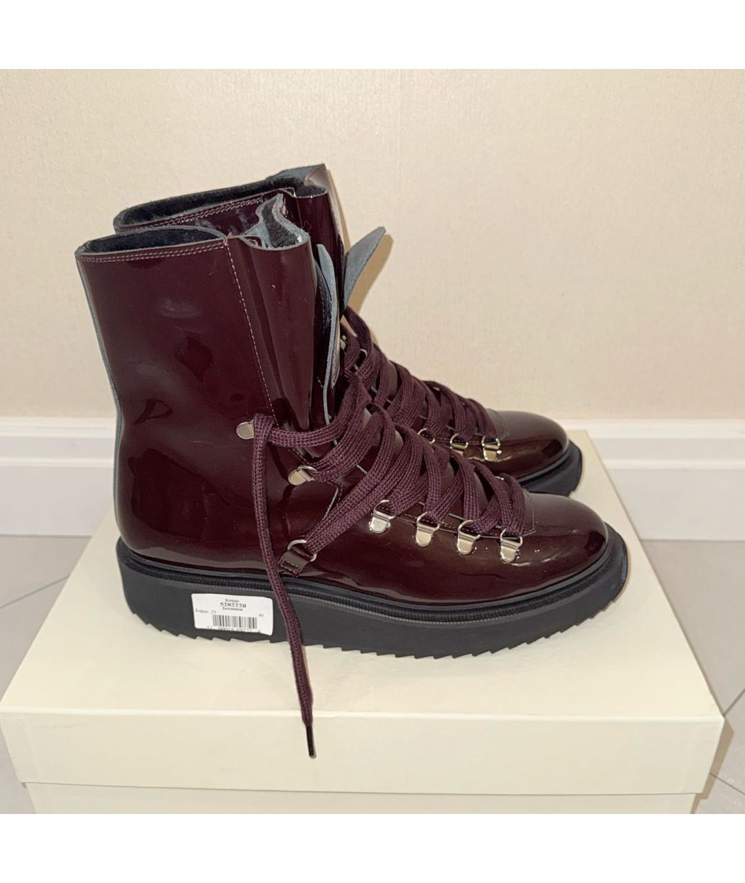 KENZO Бордовые кожаные ботинки, фото 8