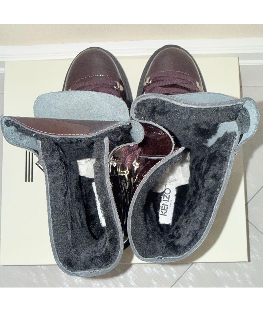 KENZO Бордовые кожаные ботинки, фото 3