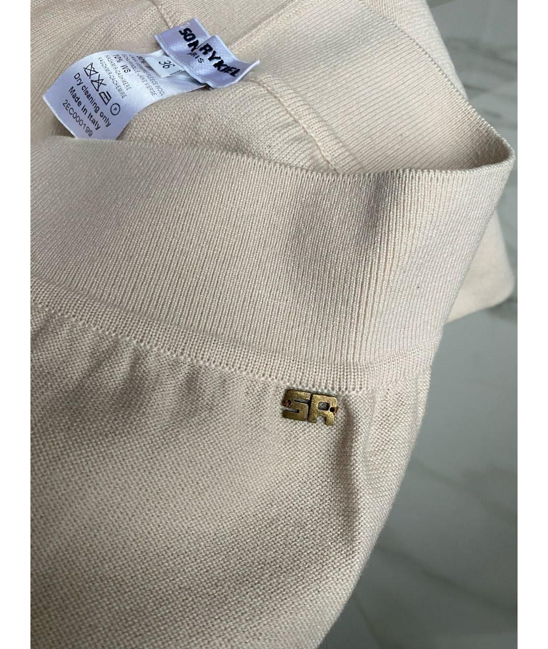 SONIA RYKIEL Бежевые шерстяные брюки широкие, фото 5