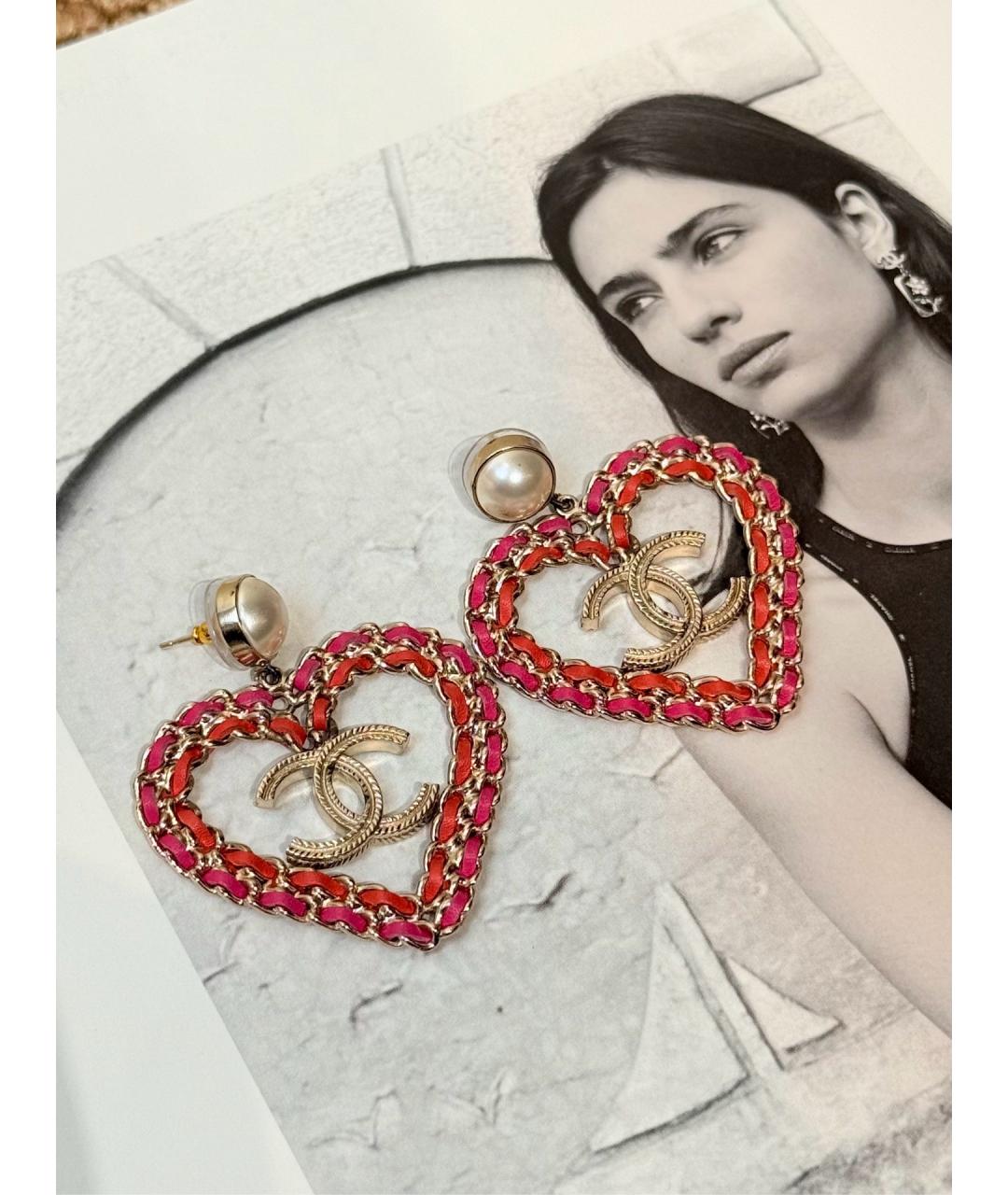 CHANEL Красные металлические серьги, фото 6