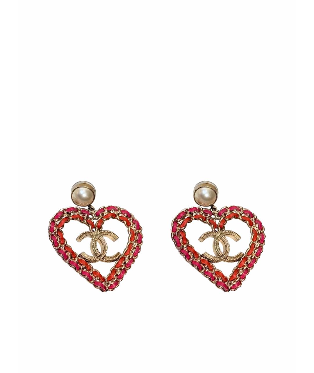 CHANEL Красные металлические серьги, фото 1