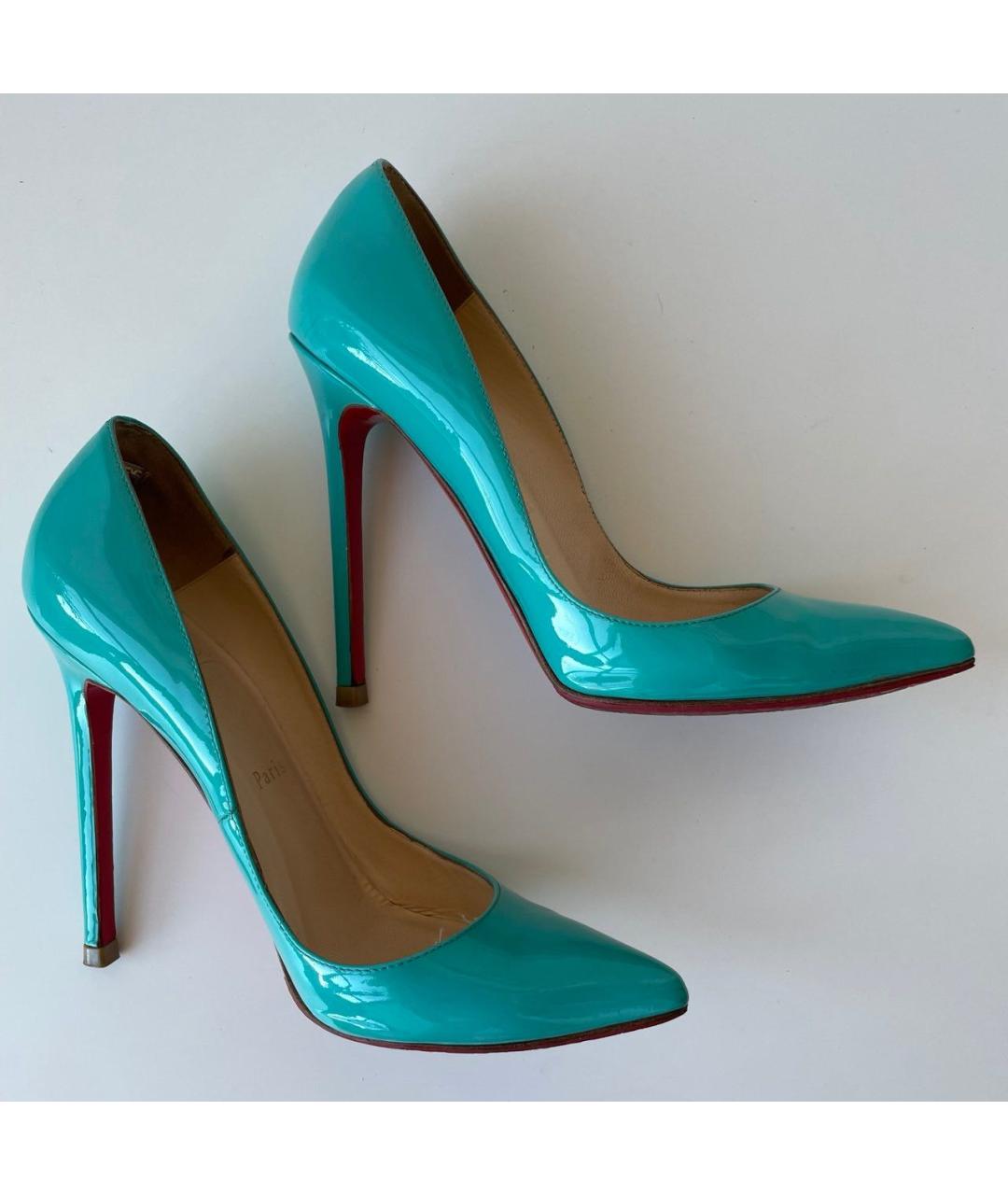 CHRISTIAN LOUBOUTIN Бирюзовые туфли из лакированной кожи, фото 9
