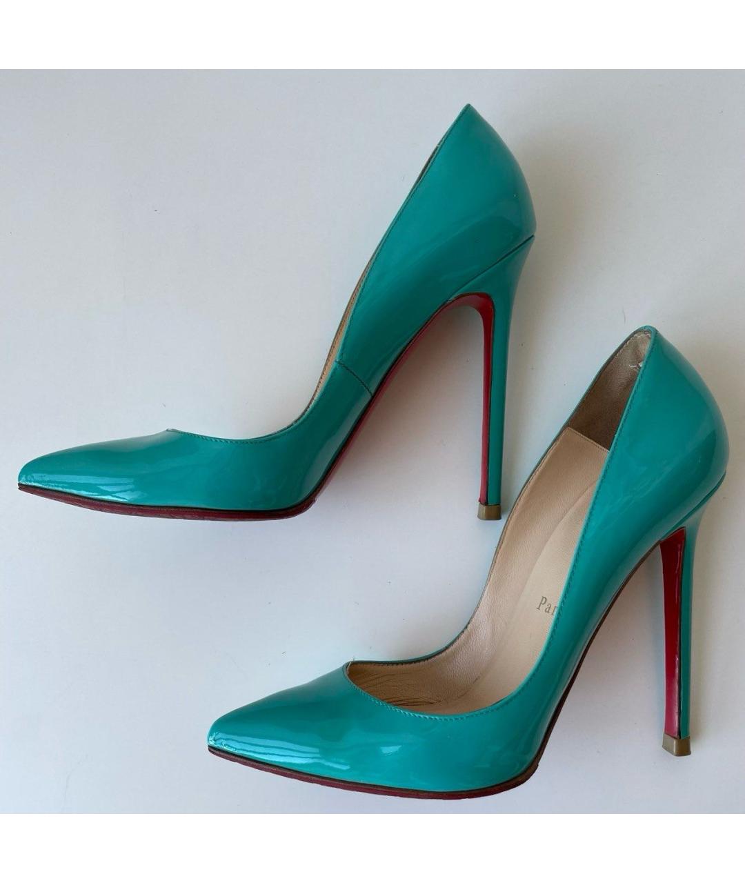 CHRISTIAN LOUBOUTIN Бирюзовые туфли из лакированной кожи, фото 6