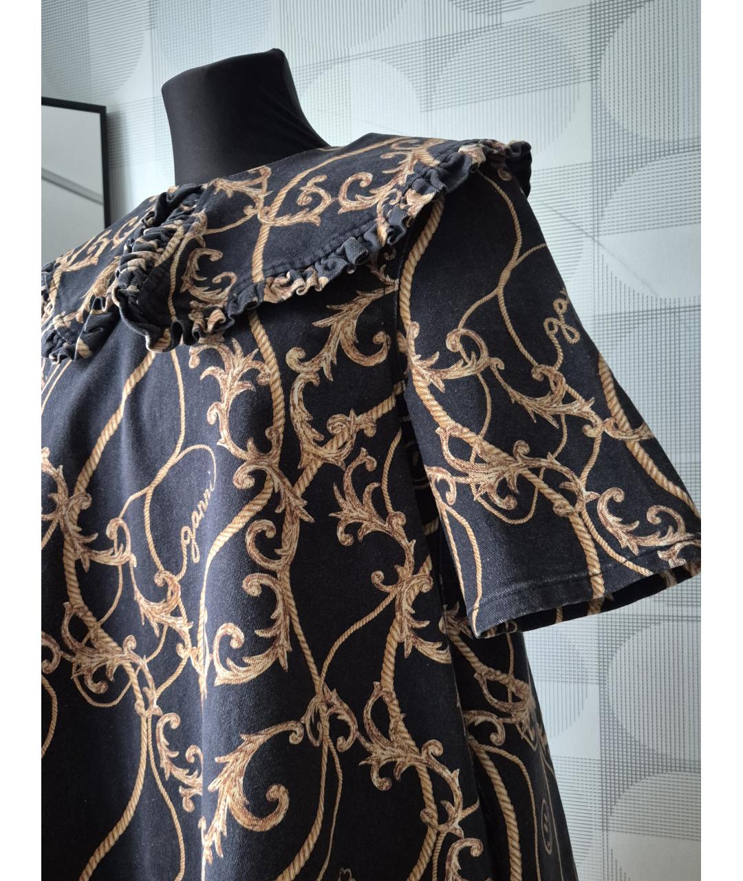 GANNI Черное хлопковое повседневное платье, фото 3