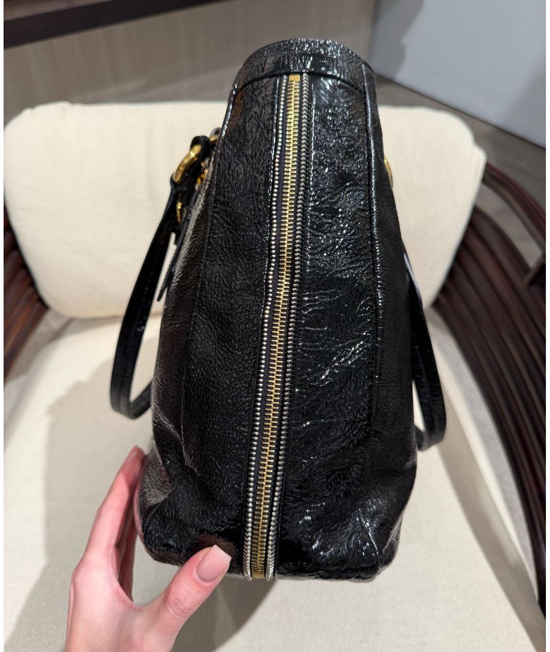 PRADA Черная кожаная сумка с короткими ручками, фото 4