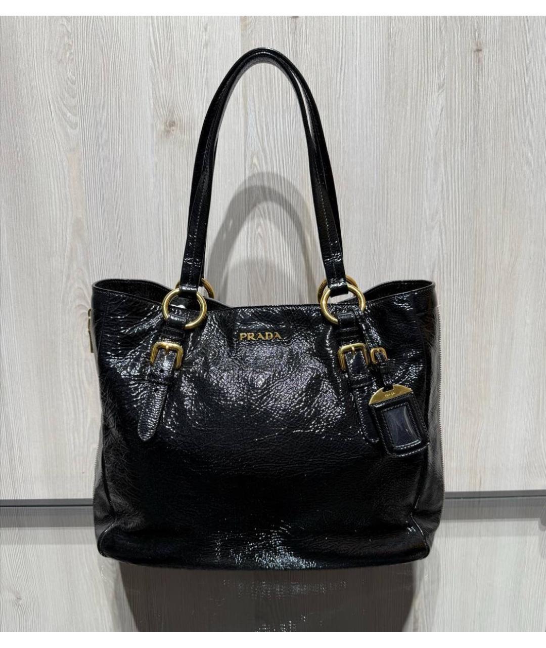 PRADA Черная кожаная сумка с короткими ручками, фото 8