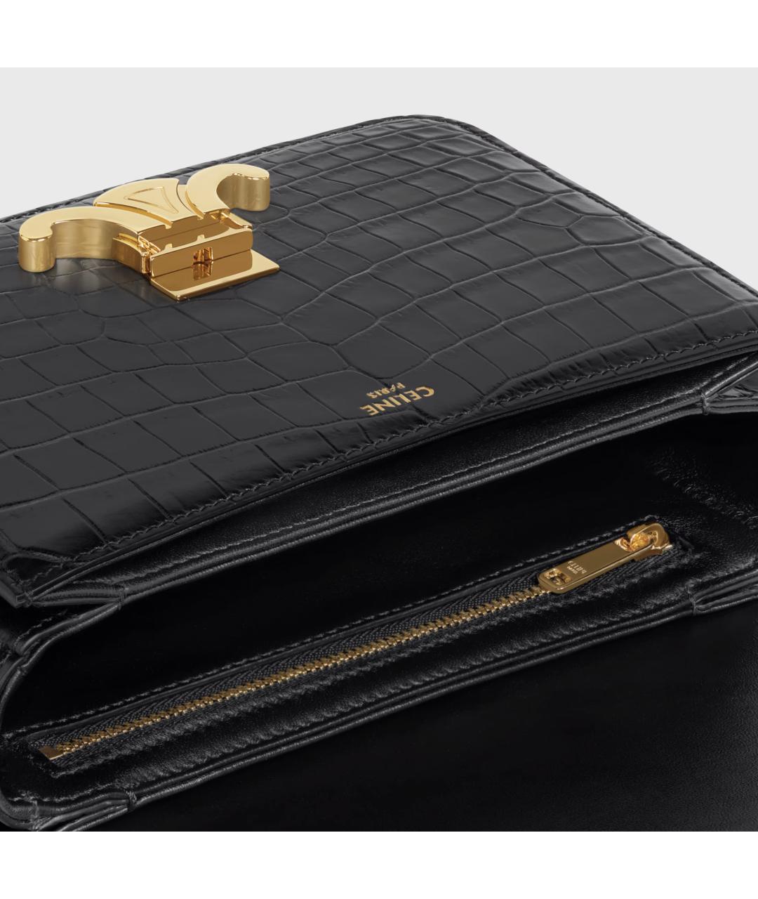 CELINE Черная сумка через плечо из экзотической кожи, фото 4