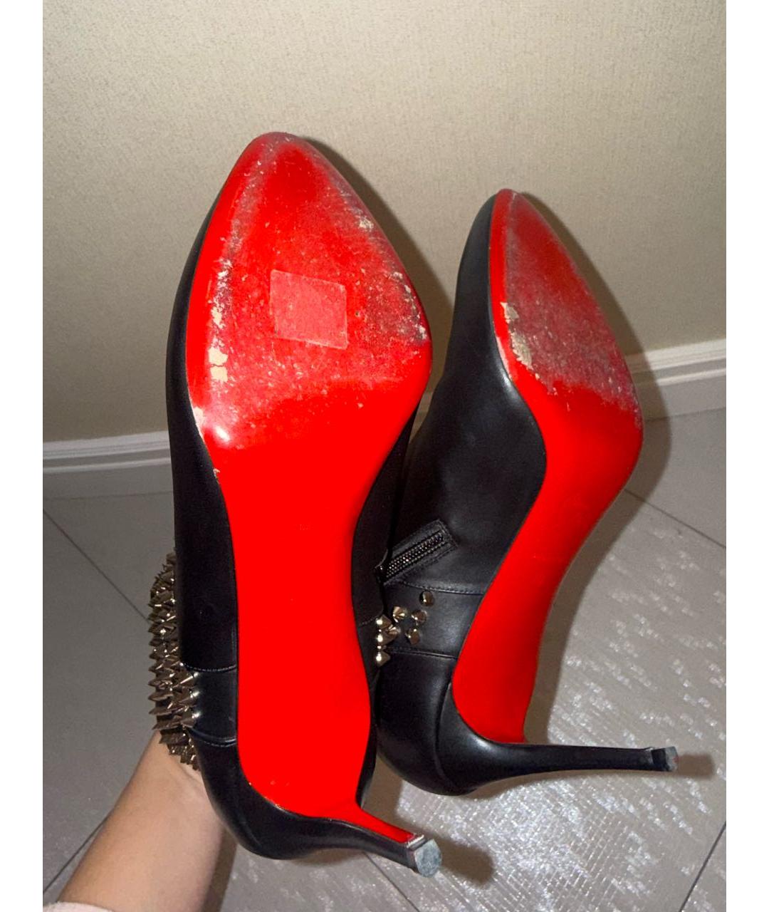 CHRISTIAN LOUBOUTIN Черные кожаные ботильоны, фото 5