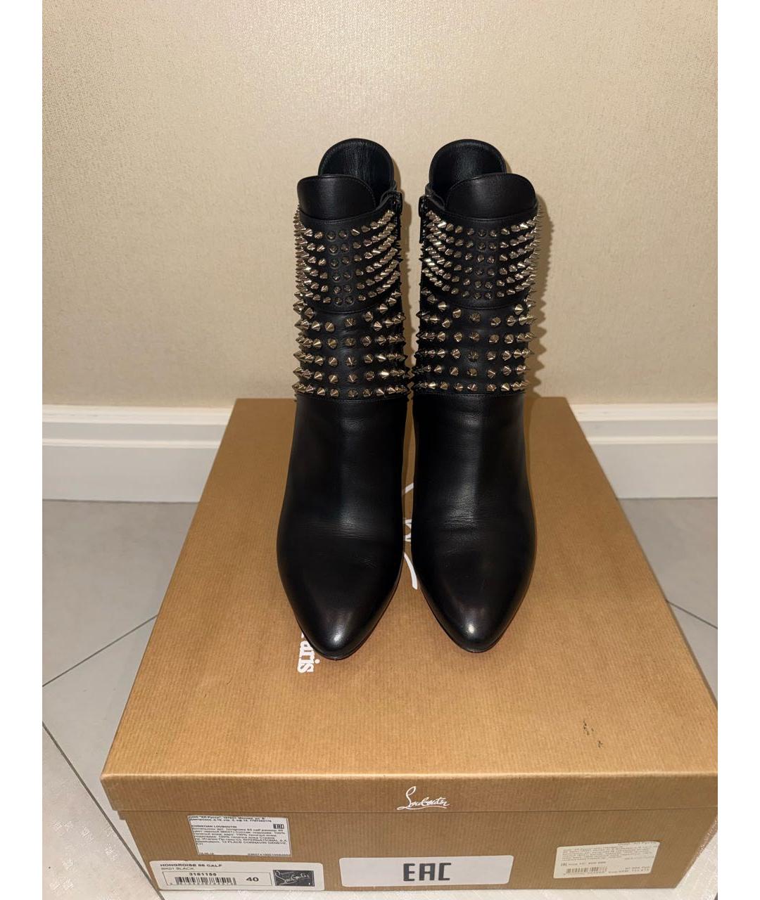 CHRISTIAN LOUBOUTIN Черные кожаные ботильоны, фото 7