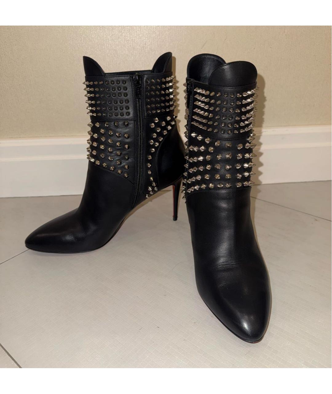 CHRISTIAN LOUBOUTIN Черные кожаные ботильоны, фото 6