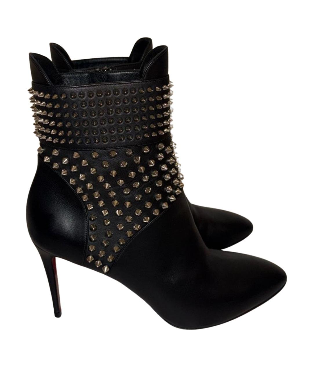 CHRISTIAN LOUBOUTIN Черные кожаные ботильоны, фото 1