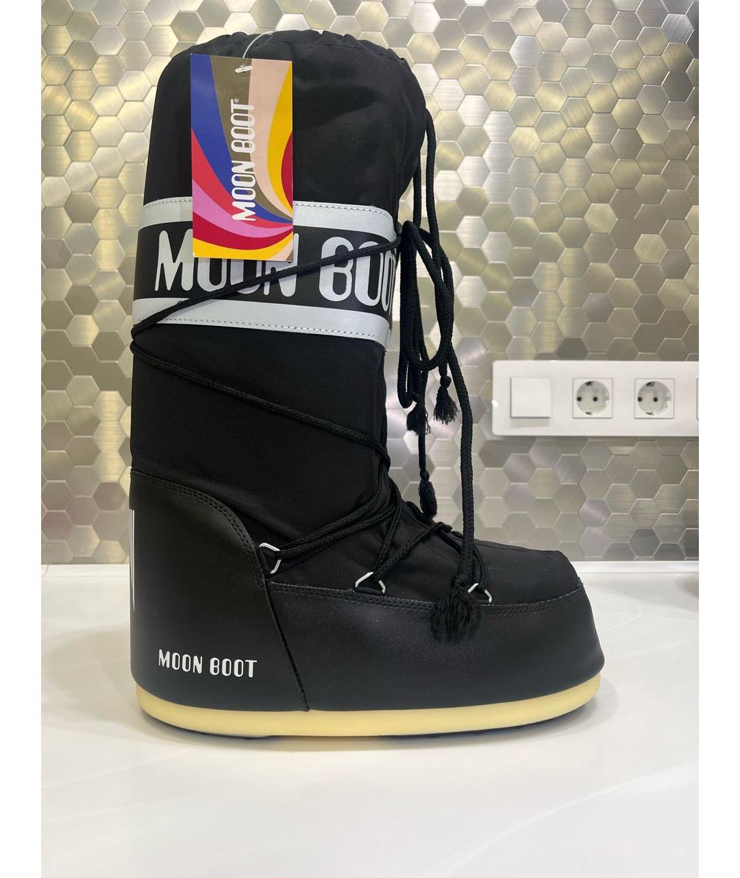 MOON BOOT Черные кожаные ботинки, фото 4