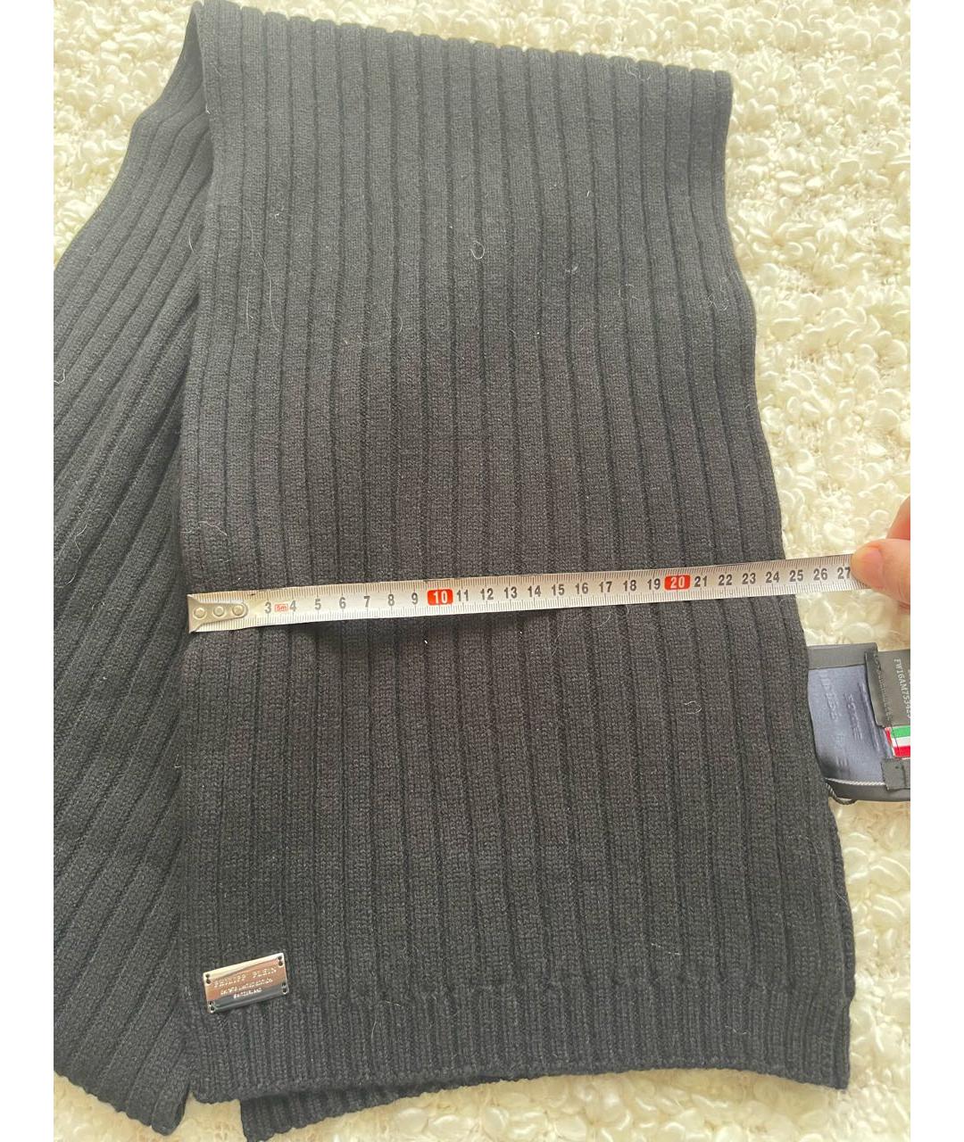 PHILIPP PLEIN Черный кашемировый шарф, фото 6