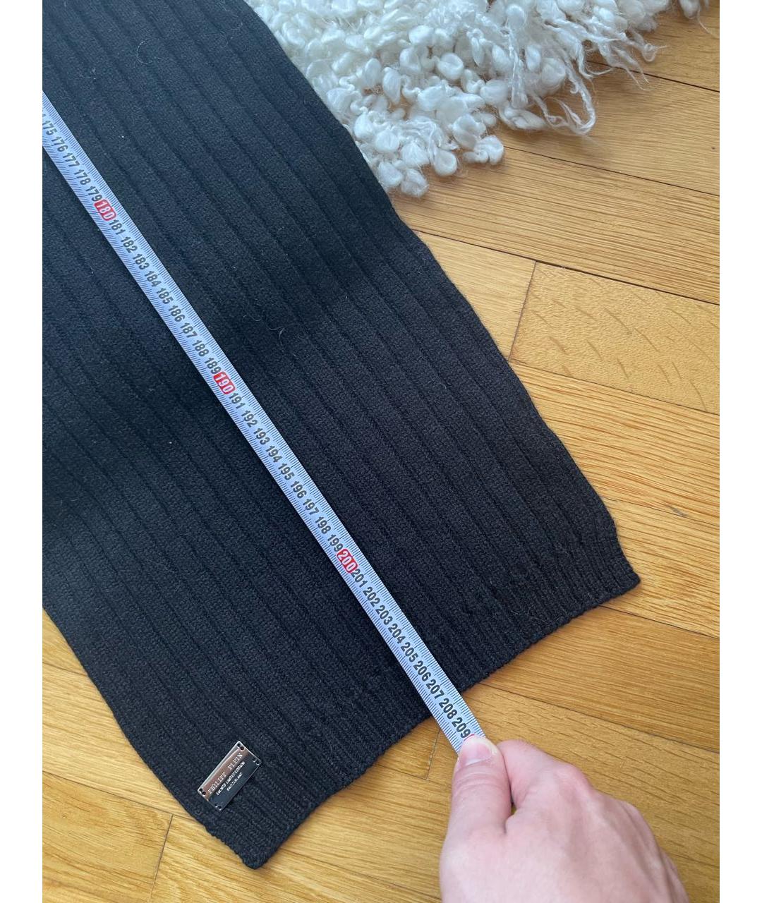 PHILIPP PLEIN Черный кашемировый шарф, фото 7