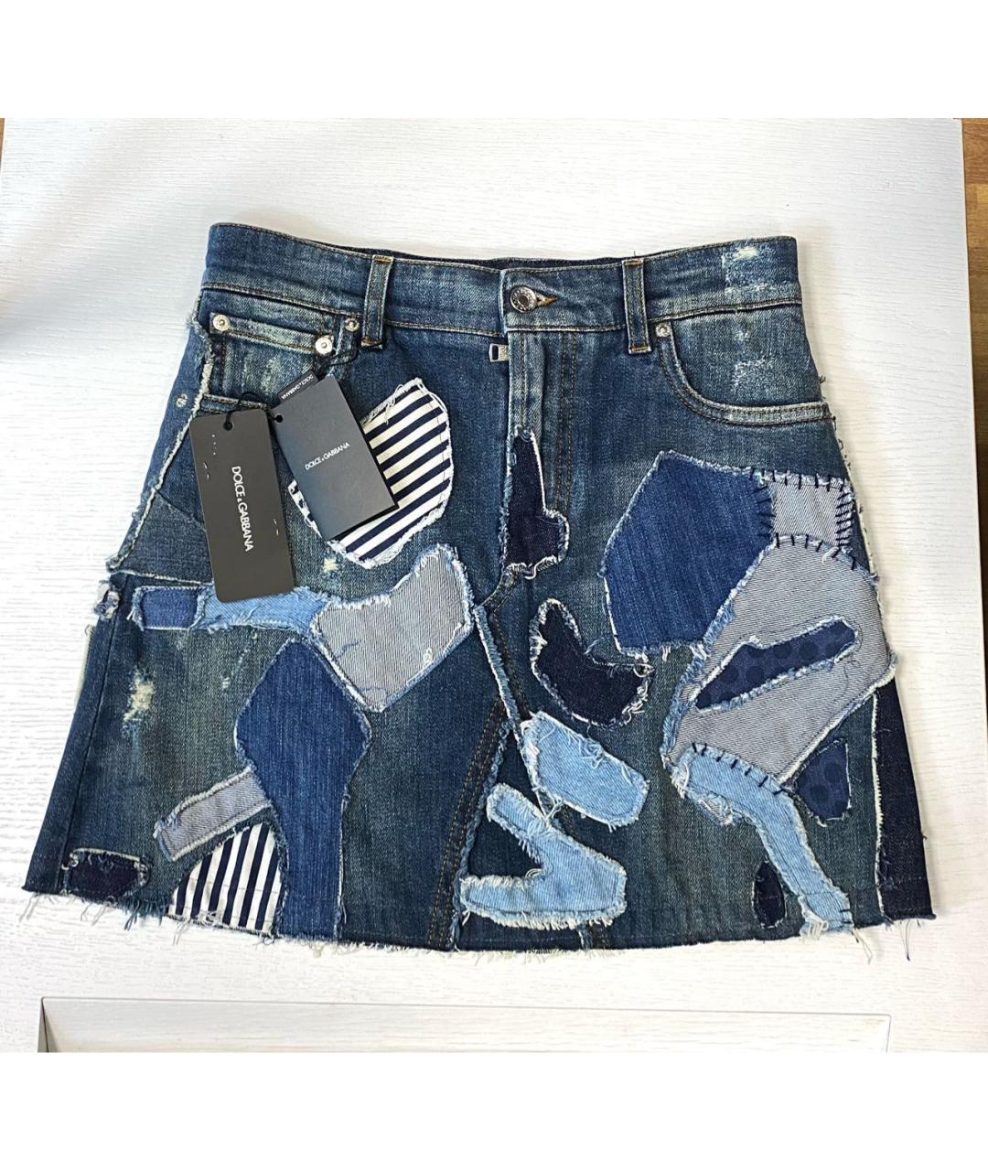 DOLCE&GABBANA Мульти хлопко-эластановая юбка мини, фото 5