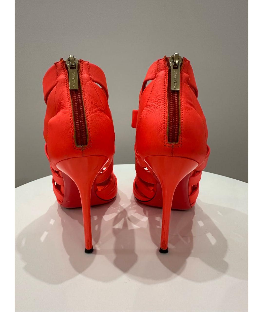 JIMMY CHOO Красные кожаные босоножки, фото 4