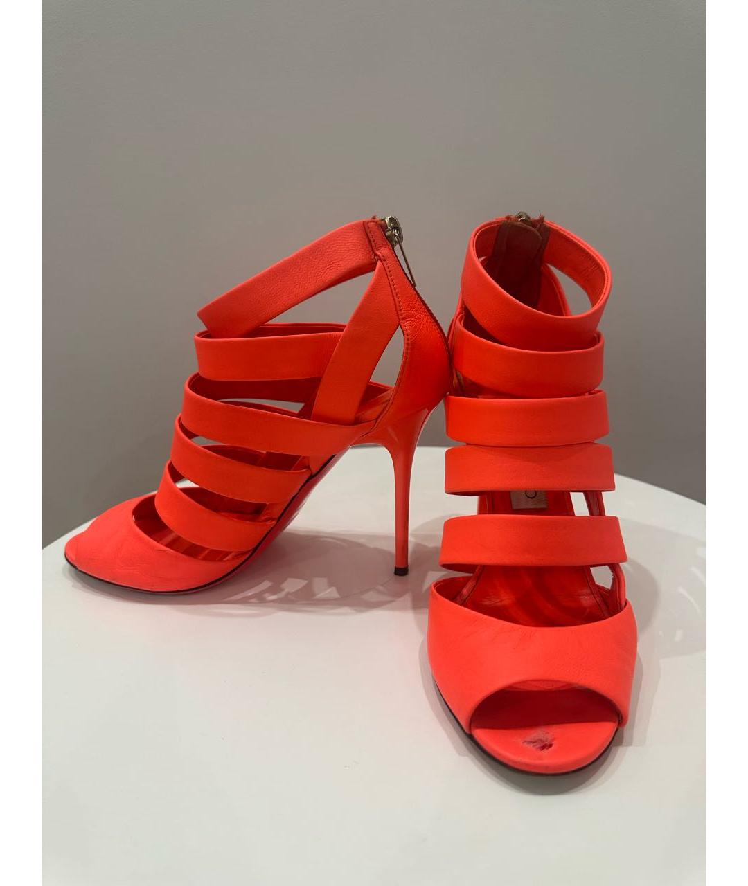 JIMMY CHOO Красные кожаные босоножки, фото 9