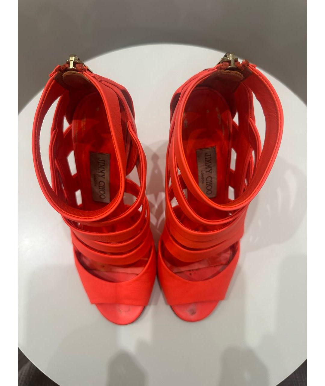 JIMMY CHOO Красные кожаные босоножки, фото 3