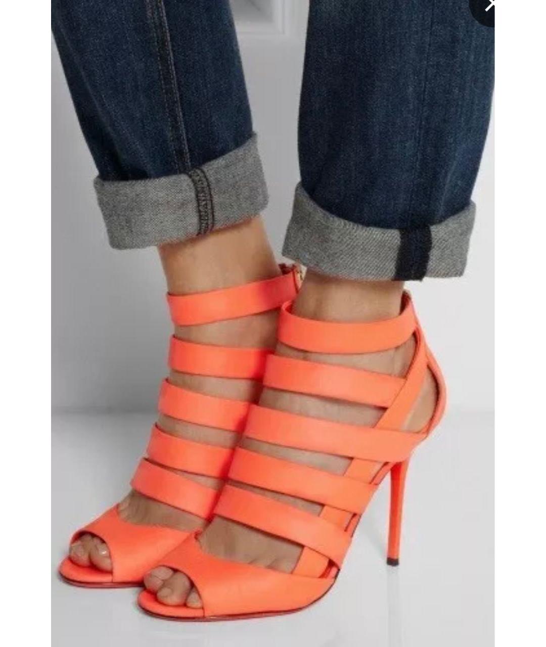 JIMMY CHOO Красные кожаные босоножки, фото 8