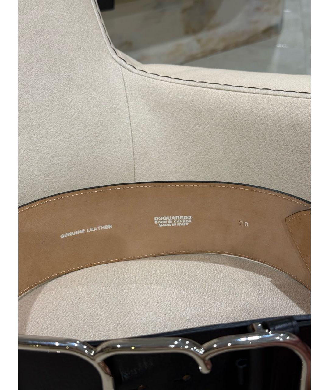 DSQUARED2 Черный кожаный ремень, фото 3