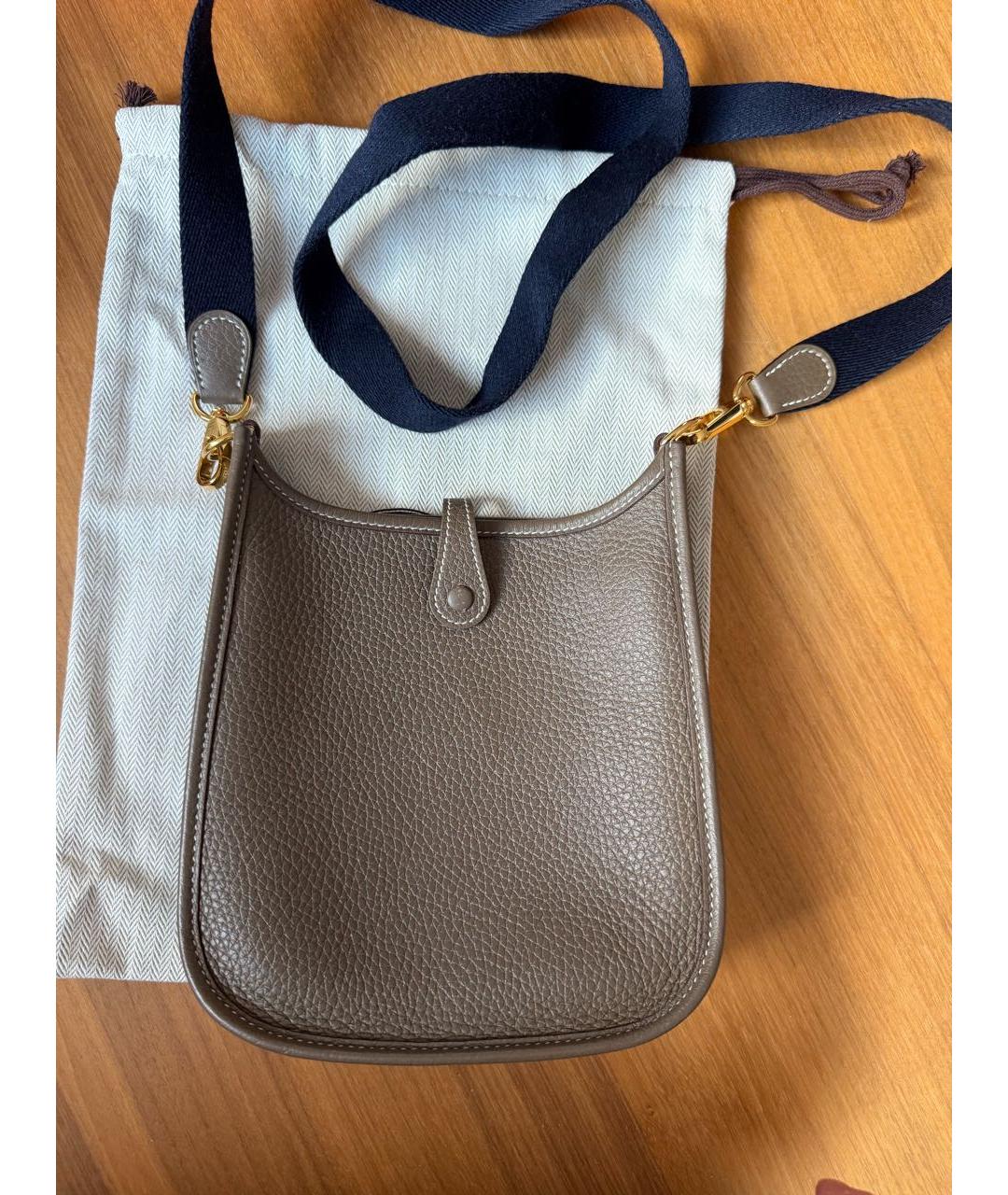 HERMES Бежевая кожаная сумка через плечо, фото 3