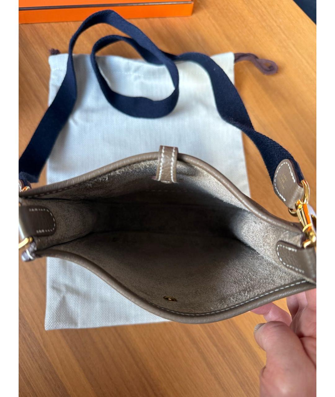 HERMES Бежевая кожаная сумка через плечо, фото 4
