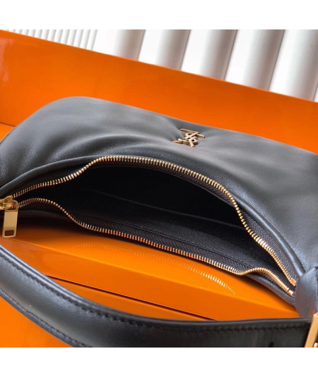 SAINT LAURENT Черная кожаная сумка с короткими ручками, фото 4