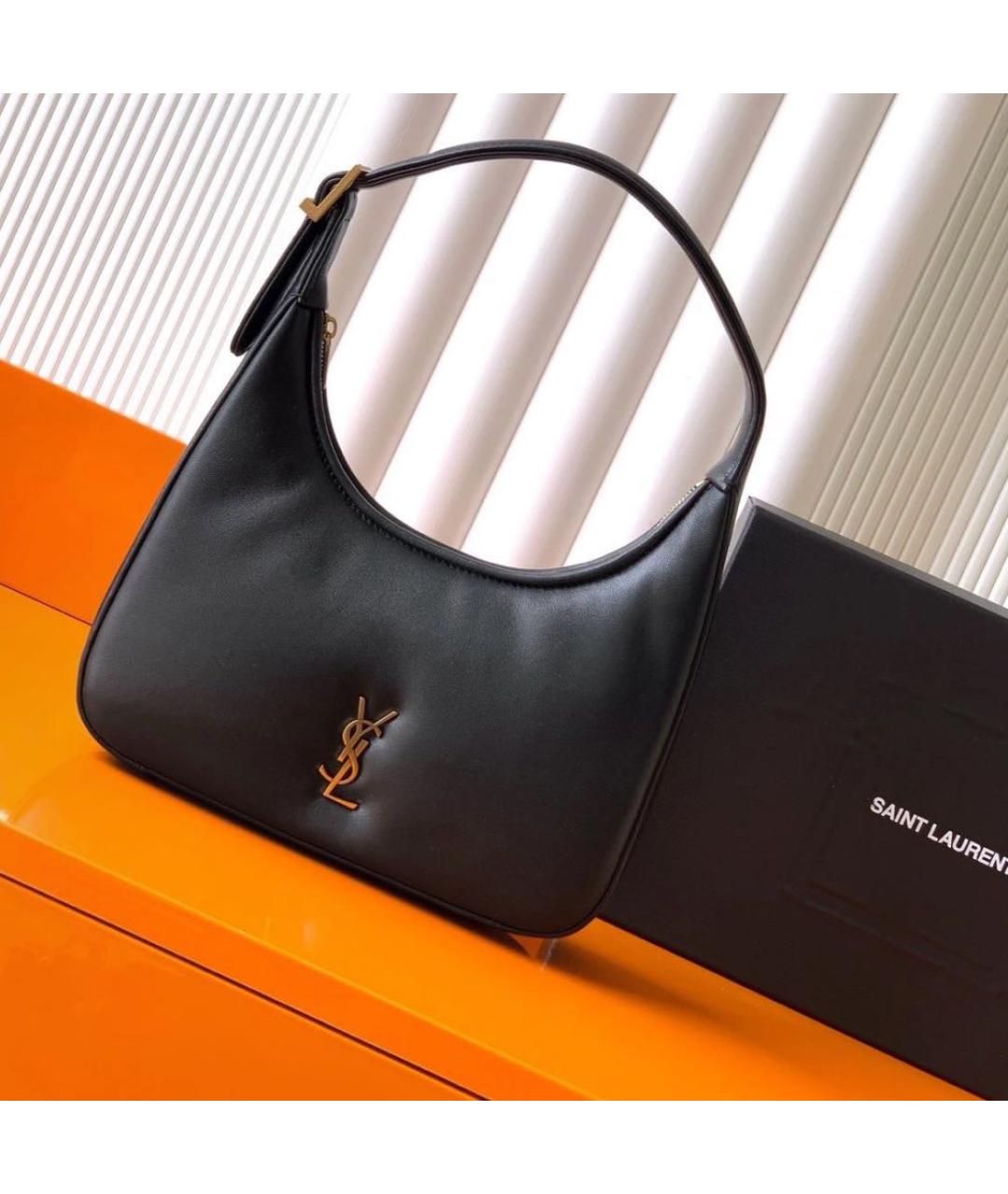 SAINT LAURENT Черная кожаная сумка с короткими ручками, фото 2