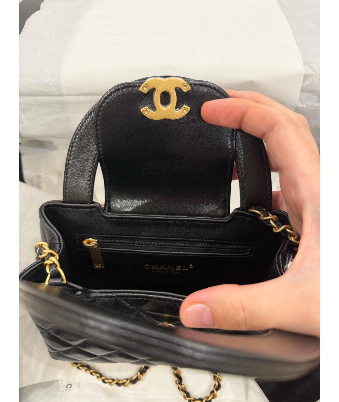 CHANEL Черная кожаная сумка через плечо, фото 5