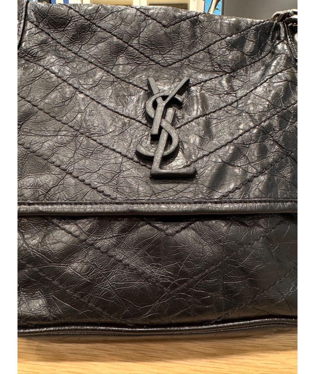SAINT LAURENT Черная кожаная сумка через плечо, фото 4